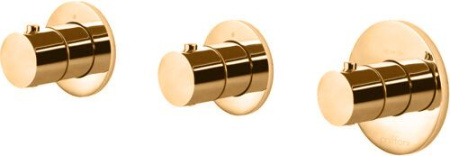 Фото встраиваемый смеситель для ванны и душа paffoni modular box mde018hg термостат, золото медовое