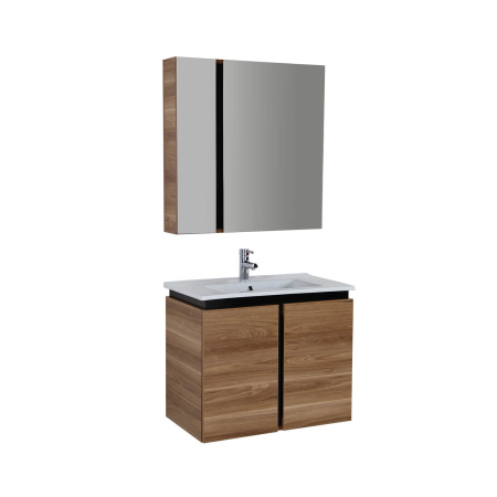 Фото тумба подвесная с раковиной creavit verti ve0080.42.vv 80 см, светлый орех