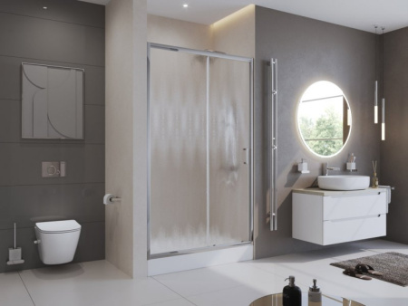 Фото дверь в нишу belbagno uno uno-195-bf-1-100-p-cr 100*195 см, стекло структурированное/профиль хром