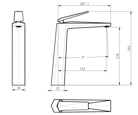 Фото смеситель для раковины высокий boheme venturo 382-b, черный/золото