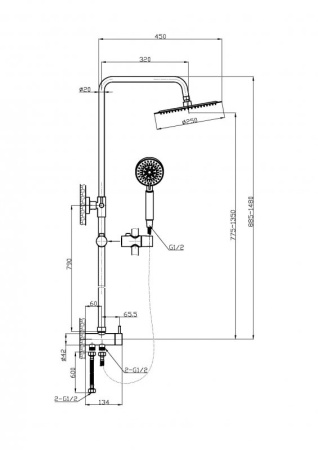 Фото душевая колонна belbagno ancona ancona-doc2fd-crm, хром