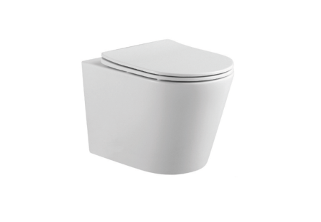 Фото унитаз-компакт подвесной безободковый aquatek вега aq1904-00 490*360*320 мм, горизонтальный выпуск, тонкое сиденье с механизмом плавного закрывания, крепеж