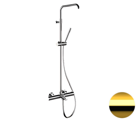 Фото душевая система термостатическая с изливом remer elegance eq34a7mmssofdo, золото глянцевое