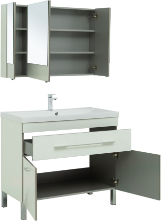 Фото комплект мебели aquanet верона 100 белый (напольный 1 ящик 2 дверцы)