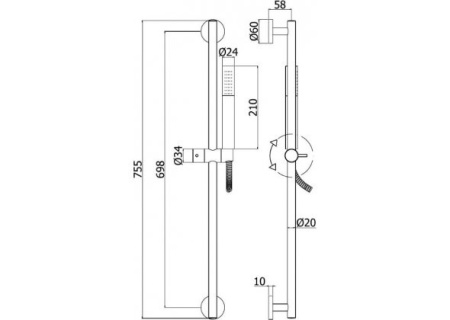 Фото душевой гарнитур paffoni life zsal135st, сталь