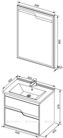 Фото комплект мебели aquanet модена 65 белый