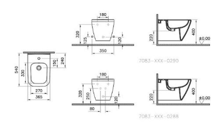 Фото биде подвесное vitra integra square 7083b003-0288, белое