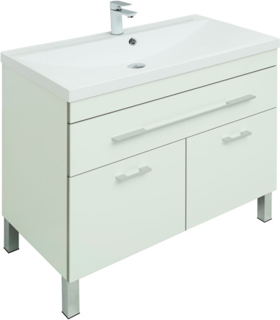 Фото тумба напольная с раковиной aquanet верона 90 белый, 1 ящик 2 дверцы