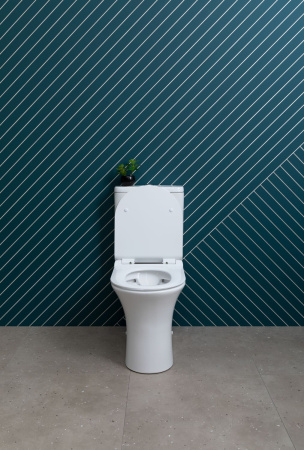 Фото унитаз напольный безободковый aquanet rimless roll 2-c cl-12289 белый, сиденье микролифт