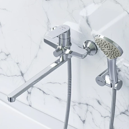 Фото смеситель для ванны и душа am.pm gem с гарнитуром, хром