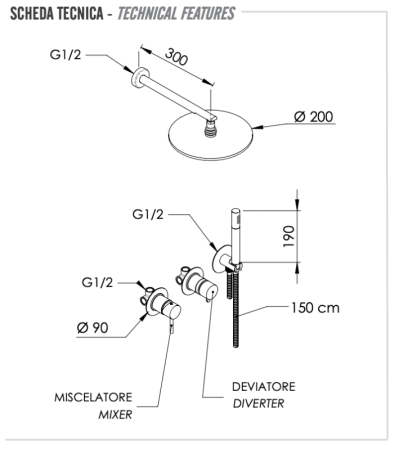 Фото душевая система remer x style x96s02onpo, никель матовый брашированный