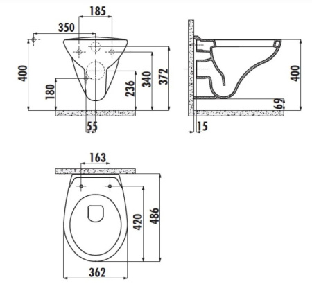 Фото унитаз подвесной creavit tp320-11cb00e-0000, белый