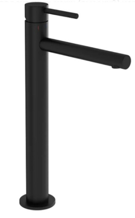 Фото смеситель для раковины высокий vitra origin a4255836, черный матовый