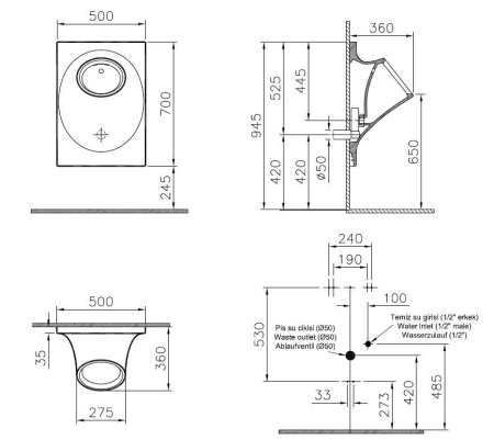 Фото писсуар vitra istanbul 4517b003-5300, белый