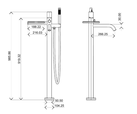Фото смеситель для ванны напольный boheme stick 129-bb.2, черный матовый