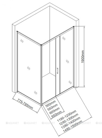 Фото боковая стенка aquanet sp-0800a 80*190 см, профиль хром стекло прозрачное
