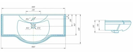 Фото раковина керамическая opadiris классик 105 см, белая