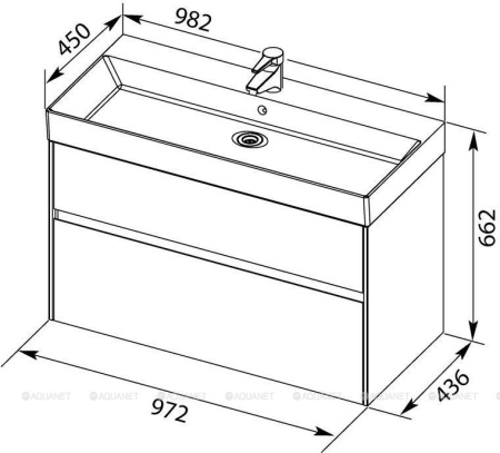 Фото тумба подвесная с раковиной aquanet бруклин 100 белый
