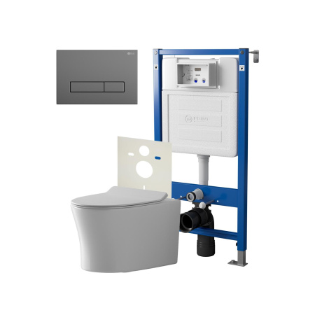 Фото сет: инсталляция point элемент pn45120 + клавиша меркурий  графит pn44831gm + унитаз вега pn41711