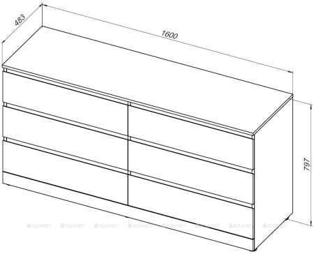 Фото комод aquanet сканди 160*48 см,  дуб крафт (6 ящиков)