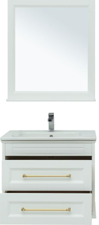 Фото комплект мебели aquanet бостон м 80 белый (ручки золото, раковина эйфория)