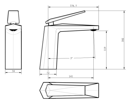 Фото смеситель для раковины boheme venturo 371-b черный/хром