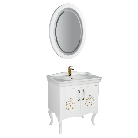 Фото тумба напольная с раковиной creavit antik 80 см an0080.02.bb, белая