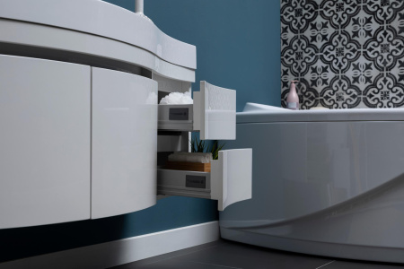 Фото тумба подвесная с раковиной aquanet опера 115 l белый (2 дверцы 2 ящика)