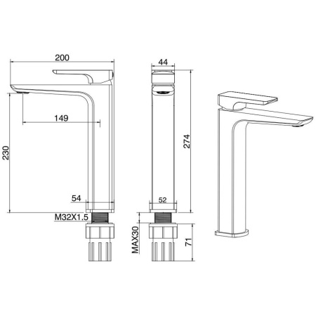 Фото смеситель для раковины allen brau infinity 5.21002-31 высокий, черный матовый