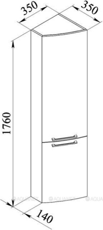 Фото пенал подвесной угловой de aqua тока 5 35 l белый