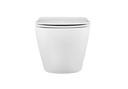 Фото унитаз подвесной безободковый aquatek европа aq1901-00 525*360*320 мм, горизонтальный выпуск, тонкое сиденье с механизмом плавного закрывания, крепеж