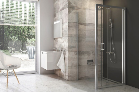 Фото неподвижная стенка ravak blix blpsz-80 x93h40c00z1 80*190 см, профиль хром/стекло прозрачное