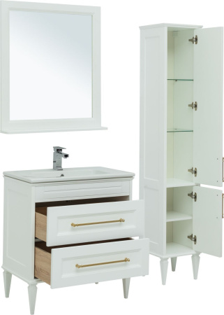 Фото комплект мебели aquanet бостон м 80 белый (ручки золото, раковина эйфория)