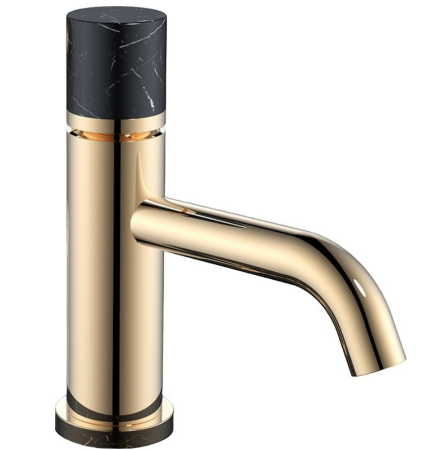 Фото смеситель для раковины boheme stick 121-g-mr-black, золото/черный мрамор