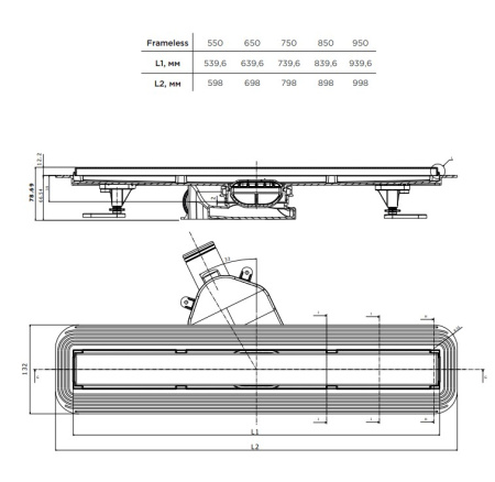 Фото душевой трап pestan frameless line 650 см под плитку, хром
