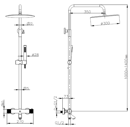 Фото душевая колонна boheme uno термостат 468-t-sgm, черный хром