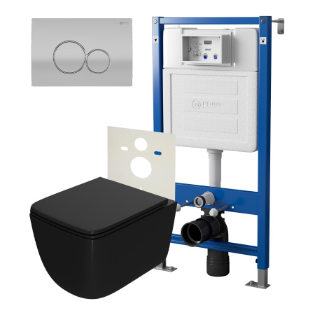 Фото сет: инсталляция point элемент pn45120 + клавиша pn44061sc + унитаз меркурий чёрн мат. pn41831bm