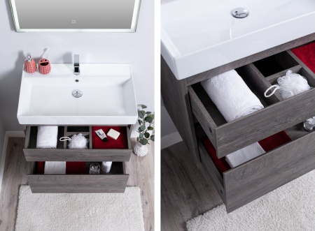 Фото комплект мебели aquanet nova lite 75 дуб рошелье (2 ящика)