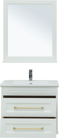 Фото комплект мебели aquanet бостон м 80 белый (ручки золото, раковина бостон)