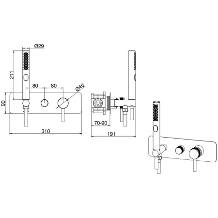 Фото встраиваемый комплект для душа allen brau priority 5.31009-31, черный матовый