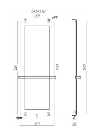 Фото полотенцесушитель электрический allen brau infinity 00288920 120*44 см с рейлингом и креплением, серебро браш