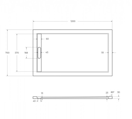 Фото поддон из искусственного мрамора cezares tray-as-ah-120/70-30-w 120*70 см, белый