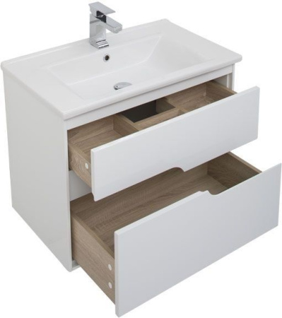 Фото тумба подвесная с раковиной aquanet модена 75 белый