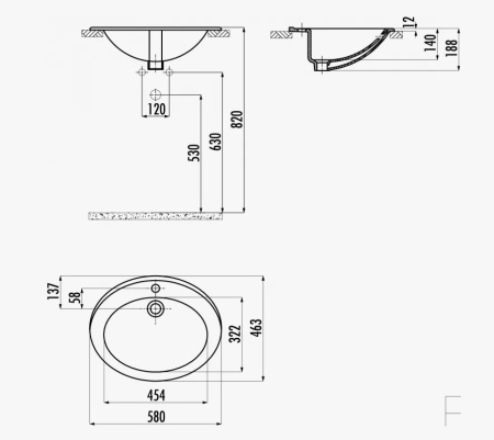 Фото раковина встраиваемая сверху opadiris tp230-00cb00е-0000, белая