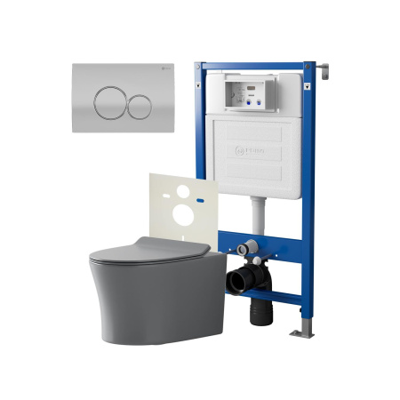 Фото сет: инсталляция point элемент pn45120 + клавиша виктория  сатин/хром pn44061sc +унитаз вега сер мат