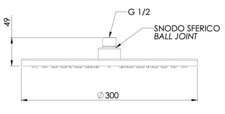 Фото верхний душ с шарнирным соединением 30 см remer 359mm30npx, никель брашированный