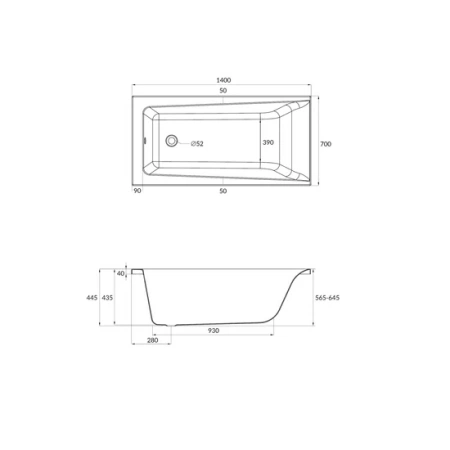 Фото акриловая ванна cersanit lorena 140*70 см, белая