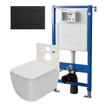 Фото сет: инсталляция point элемент pn45120 + клавиша чер мат pn44081bm + унитаз меркурий белый pn41831