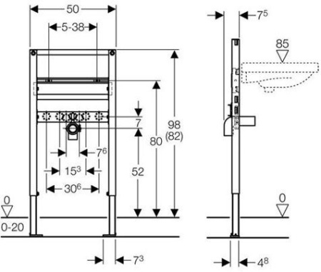 Фото инсталляция для раковины geberit duofix 111.490.00.1 с вертикальным смесителем