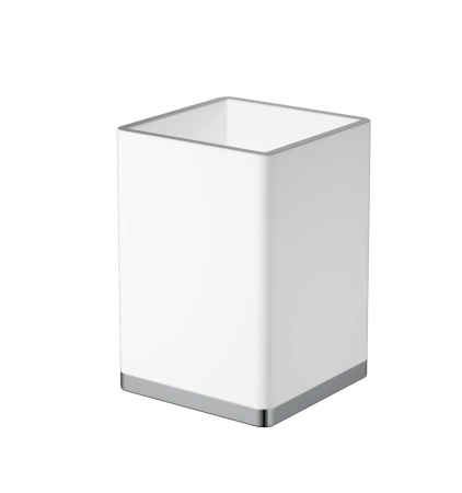 Фото стакан настольный квадратный boheme 10961-w-cr, белый/хром